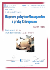 Certifikát náprava pohybového aparátu